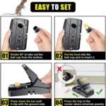 Best Seller Catcher Automatic Spring Reusable Plastic Black Rat Mice Mouse Traps thumbnail 3
