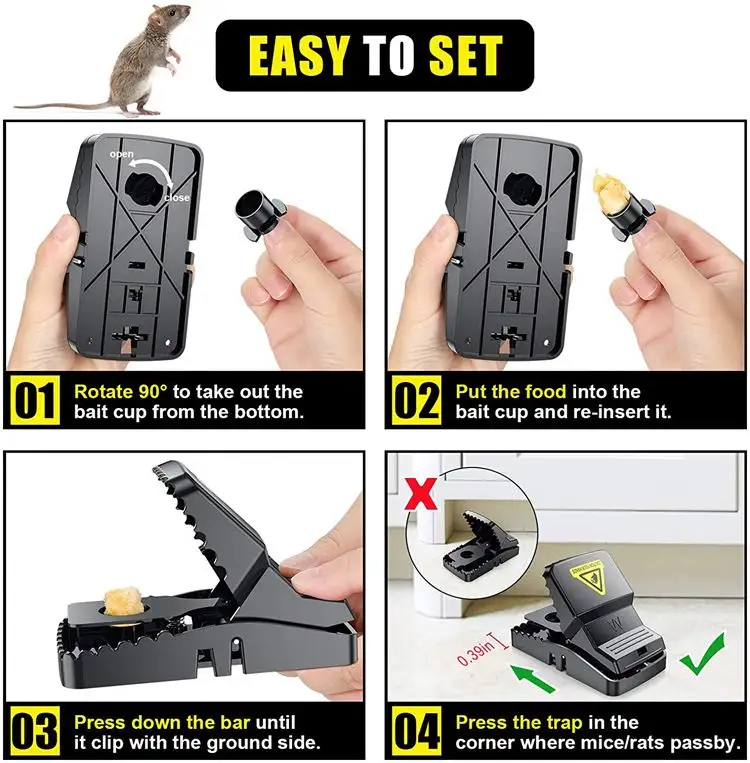 Best Seller Catcher Automatic Spring Reusable Plastic Black Rat Mice Mouse Traps - Image 3
