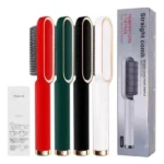 HQT-909B Hair Straightener Ceramic Heated Hair Brush | brush straightener | Ceramic Heated Hair | Hair styling | Hair Beauty Tool | Straight , curl different styling hair Ceramic Brush With Out Box (random color ) thumbnail 1