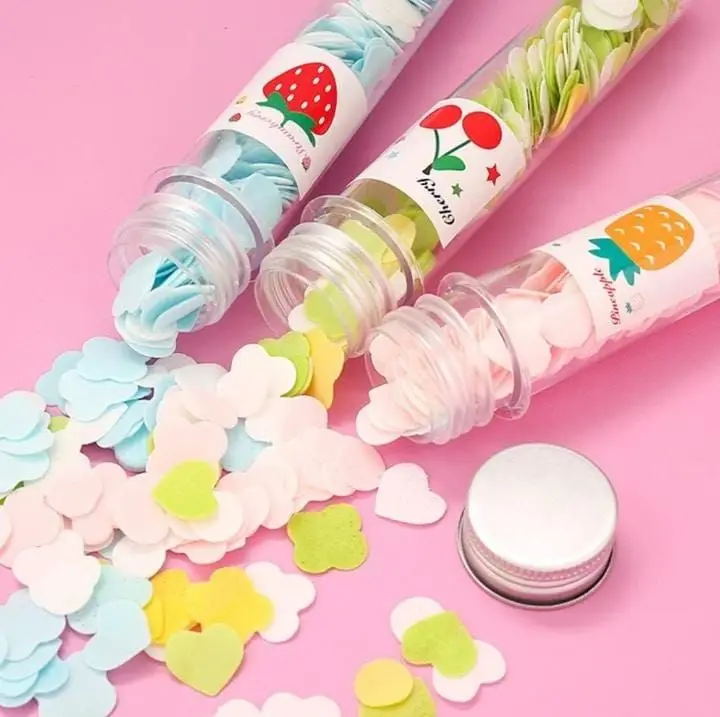 100 PC's tube disposable Paper Soap Disposable Paper Soap With Bottle Multi-color. - Image 2
