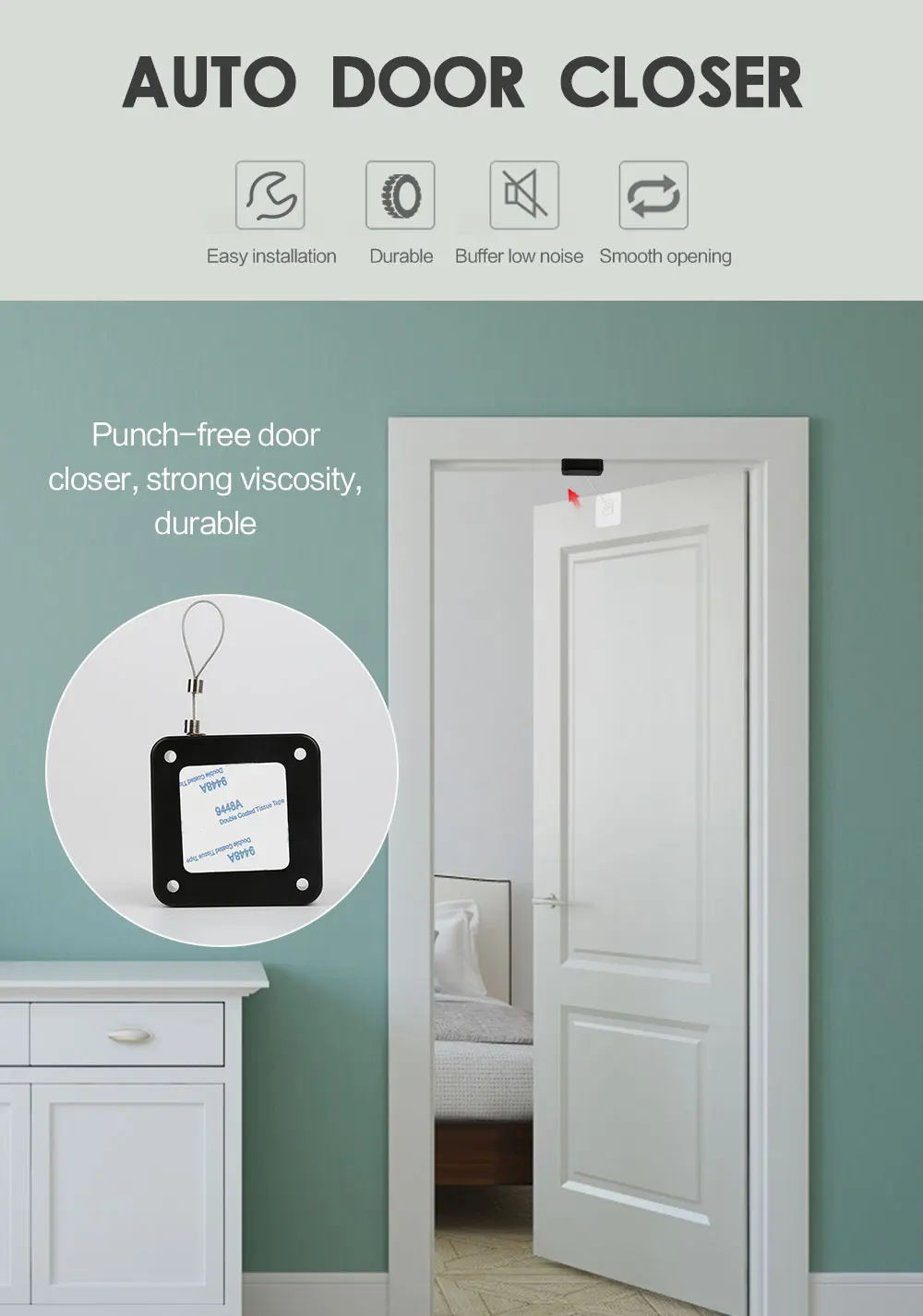 Punch-Free Automatic Sensor Door Closer (BIG SIZE)