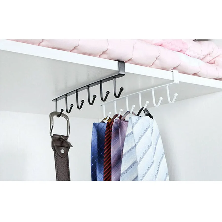 10 hooks Mug Cups Wine Glasses Storage Hooks Kitchen Utensil Ties Belt and Scarf Organizer Hanging Hook Rack Holder Under Cabinet Closet (random color ) - Image 2