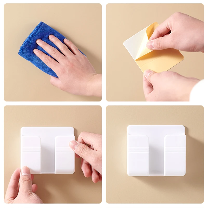 1 pcs Multifunction Mobile Phone Charging Hanging Holder, double-sided adhesive ( white colour ) - Image 2