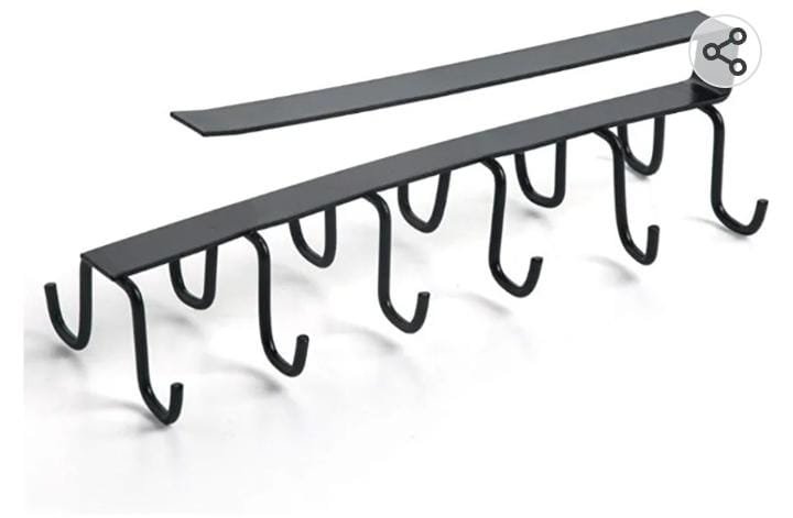 10 hooks Mug Cups Wine Glasses Storage Hooks Kitchen Utensil Ties Belt and Scarf Organizer Hanging Hook Rack Holder Under Cabinet Closet (random color ) - Image 2