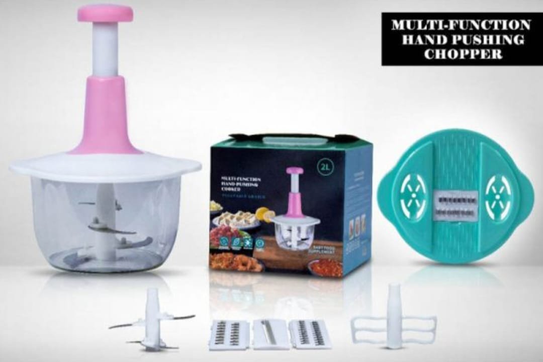 Multifunctional Manual Pushing Chopper with Beater & (Grater , Shredder, Slicer Plate) High Quality(random color ) - Image 4