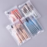 8pcs Travel Makeup Brush Kit Mini Cosmetic Brush for Face Foundation Blush Eye Shadow Wooden Handle (random color) thumbnail 3
