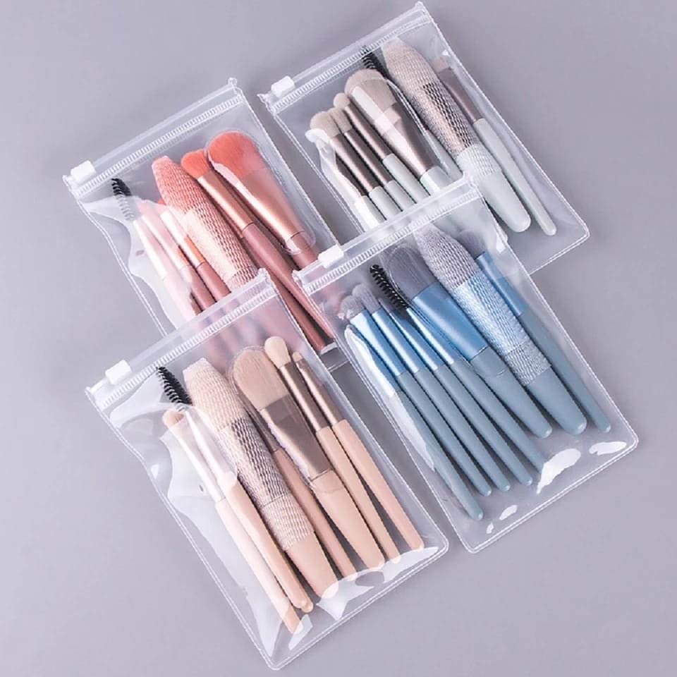 8pcs Travel Makeup Brush Kit Mini Cosmetic Brush for Face Foundation Blush Eye Shadow Wooden Handle (random color) - Image 3