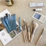 8pcs Travel Makeup Brush Kit Mini Cosmetic Brush for Face Foundation Blush Eye Shadow Wooden Handle (random color) thumbnail 2