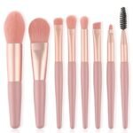 8pcs Travel Makeup Brush Kit Mini Cosmetic Brush for Face Foundation Blush Eye Shadow Wooden Handle (random color) thumbnail 1