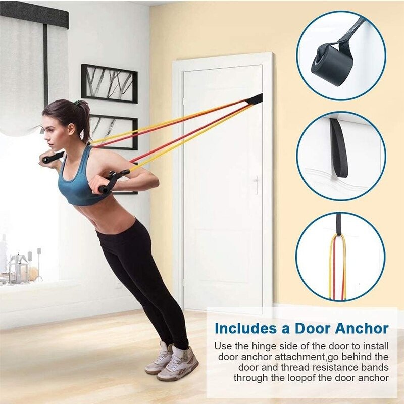 11 Piece Power Resistance Band Set Strength Training Yoga Sports Fitness Band Equipment for Men and Women - Image 3