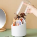 Brush Container Makeup Brush Holder Dust-proof Rotating Plastic Lipstick Eyebrow Pencil Vanity Supplies ( random color) thumbnail 3