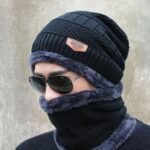 Winter Cap and neck Elastic Knitting Thick Fleece Warm Woolen Beanie Cap Sport Hat & Neck Scarf Set 2 Piece(Random colors) thumbnail 2