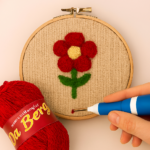 3D Embroidery Punch Needle Kit with 10 Inch Wooden Hoop, Jute Cloth (20x36 inch), Thread, Scissors & Tools – Complete Handcraft Embroidery Set (Maroon Yarn) thumbnail 2