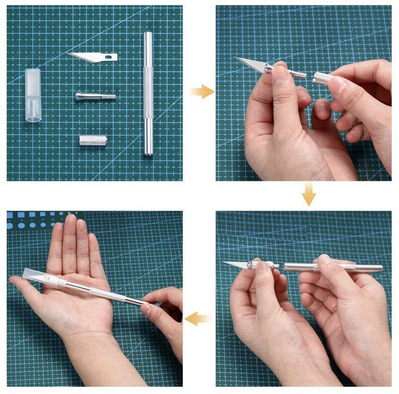 Pen Knife | Detail Precision Cutting tool | Paper, model making, etching, carving Cutter with 6 Blades + 1 Handle - Image 2