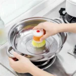 Mini Kitchen Liquid Dish Cleaning Brush | Scrubber Tool, Oil-Resistant, Scrubbing Sponge Remove Stains (Random color) thumbnail 3